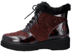 RIEKER Ghete dama, Rieker, 93312-35-Bordo, casual, piele naturala, imblanite, cu talpa joasa, bordo (Marime: 37)