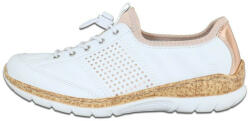 RIEKER Pantofi dama, Rieker, N42G8-80-Alb, casual, piele ecologica, cu talpa joasa, alb (Marime: 37)
