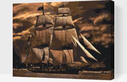Festés számok szerint - Hajó a viharban 2 Méret: 30x40cm, Keretezés: Keret nélkül (csak a vászon)