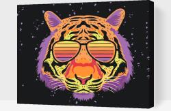 Festés számok szerint - Tigris szemüveggel Méret: 30x40cm, Keretezés: Keret nélkül (csak a vászon)