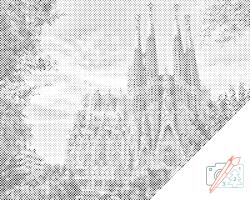  PontPöttyöző - Sagrada Família Méret: 30x40cm, Keretezés: Keret nélkül (csak a vászon), Szín: Fekete