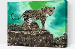 Festés számok szerint - Vadászó leopárd Méret: 30x40cm, Keretezés: Keret nélkül (csak a vászon)