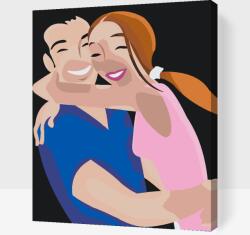  Festés számok szerint - Boldog pár Méret: 30x40cm, Keretezés: Keret nélkül (csak a vászon)