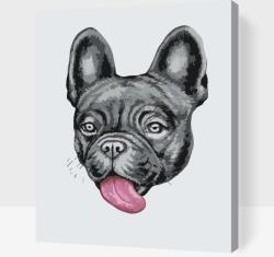  Festés számok szerint - Lógó nyelvű bulldog Méret: 30x40cm, Keretezés: Keret nélkül (csak a vászon)