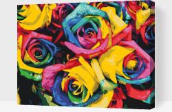 Festés számok szerint - Színpompás rózsák Méret: 30x40cm, Keretezés: Keret nélkül (csak a vászon)
