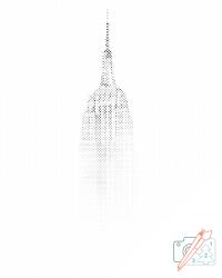 PontPöttyöző - Empire State Building Méret: 30x40cm, Keretezés: Keret nélkül (csak a vászon), Szín: Kék
