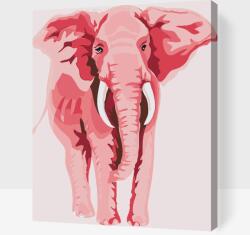 Festés számok szerint - Pink elefánt Méret: 30x40cm, Keretezés: Keret nélkül (csak a vászon)