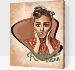 Festés számok szerint - Nő, retró portré Méret: 30x40cm, Keretezés: Keret nélkül (csak a vászon)