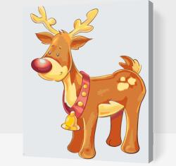 Festés számok szerint - Rudolf, a rénszarvas Méret: 30x40cm, Keretezés: Keret nélkül (csak a vászon)
