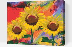 Festés számok szerint - Napraforgók a stúdióban Méret: 30x40cm, Keretezés: Keret nélkül (csak a vászon)