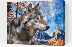 Festés számok szerint - Farkas a hegyekben Méret: 30x40cm, Keretezés: Keret nélkül (csak a vászon)