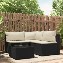 vidaXL Set mobilier relaxare grădină 4 piese cu perne poliratan negru (319733)