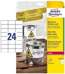 Avery Zweckform 70 mm x 37 mm Műanyag Íves etikett címke Avery Zweckform Fehér ( 20 ív/doboz ) (L4718-20)