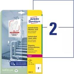 Avery-Zweckform 210 mm x 148 mm Műanyag Íves etikett címke Avery Zweckform Fehér ( 10 ív/doboz ) (L8002-10)