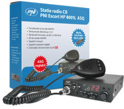 PNI Pachet statie radio CB PNI ESCORT HP 8001L ASQ + Antena CB PNI S75 lungime 76 cm + Baza magnetica (PNI-PACK74)
