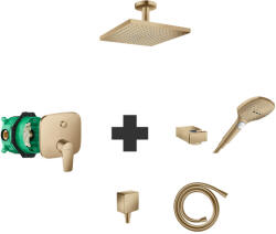 Hansgrohe Set baterie de dus, Hansgrohe, Talis E, cu set de para, suport si furtun, palarie si brat de dus, cot racord si corp incastrat, bronz periat (71745140+01800180+26520140+28276140+28387140+26250140+2645
