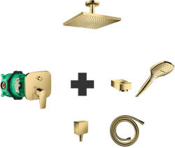 Hansgrohe Set baterie de dus, Hansgrohe, Talis E, cu set de para, suport si furtun, palarie si brat de dus, cot racord si corp incastrat, auriu lucios (71745990+01800180+26520990+28276990+26455990+28387990+2625