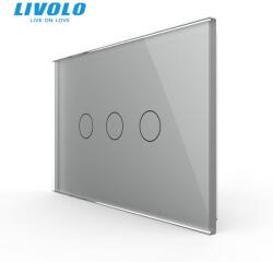 LIVOLO Intrerupator triplu, standard italian, cu panou sticla, 3M Gri (VL-FC3-3G-3I)