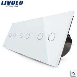 LIVOLO Intrerupator dublu+dublu+dublu wireless RF, generatia noua Alb (VL-C706R-11)