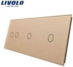 LIVOLO Panou Intrerupator dublu + simplu + simplu Auriu (VL-P702/01/01-6A)