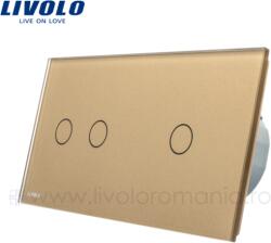 LIVOLO Intrerupator dublu+simplu, generatia noua Auriu (VL-C702/VL-C701-13)