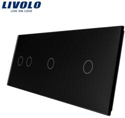 LIVOLO Panou Intrerupator dublu + simplu + simplu Negru (VL-P702/01/01-6B)