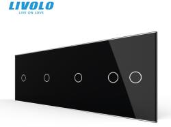 LIVOLO Panou intrerupator simplu + simplu + simplu + dublu Negru (VL-P701/01/01/02- 8B)