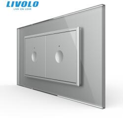 LIVOLO Intrerupator tactil simplu + Intrerupator tactil simplu, 4M, cu rama sticla Gri (VL-2FC1-2IP-P9E)