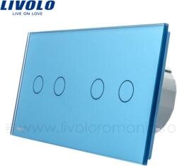 LIVOLO Intrerupator dublu+dublu wireless RF, generatia noua Albastru (VL-C702R/VL-C702R-19)