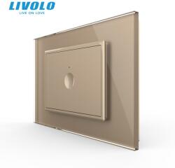 LIVOLO Intrerupator simplu tactil, standard italian, cu rama sticla, 3M Auriu (VL-FC1-P9E-3AP)