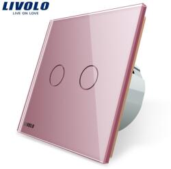 LIVOLO Intrerupator dublu reset, buton revenire Roz (VL-C702H-17)