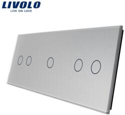 LIVOLO Panou Intrerupator dublu + simplu + dublu Gri (VL-P702/01/02-6I)