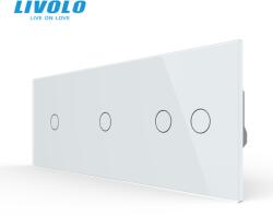 LIVOLO Intrerupator cap / scara, simplu + simplu + dublu, generatia noua, cu panou sticla Alb (VL-2FC1S-FC2S-P701/01/02-6WP)