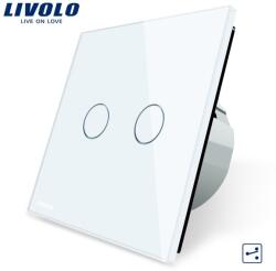 LIVOLO Intrerupator dublu, cap scara/ cruce Alb (VL-C702S-11)