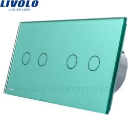 LIVOLO Intrerupator dublu+dublu wireless RF, generatia noua Verde (VL-C702R/VL-C702R-18)