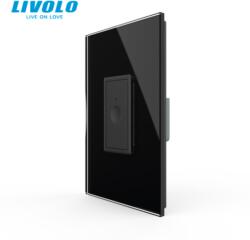 LIVOLO Intrerupator simplu tactil, 1M, cap scara / cap cruce, cu rama sticla Negru (VL-FC1S-1BP+P9E)
