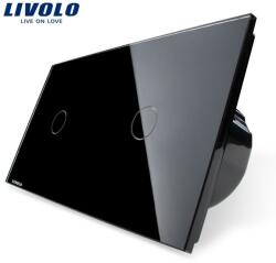 LIVOLO Intrerupator simplu+simplu, generatia noua Negru (VL-C701/VL-C701-12)
