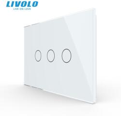 LIVOLO Intrerupator triplu, standard italian, cu panou sticla, 3M Alb (VL-FC3-3G-3W)