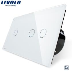 LIVOLO Intrerupator simplu+dublu wireless RF, generatia noua Alb (VL-C701R/VL-C702R-11)