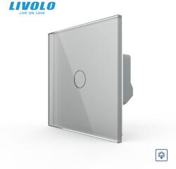 LIVOLO Intrerupator simplu tactil, dimabil adaptiv, cu panou sticla, Generatia Noua Gri (VL-FC1D1-2G-I)
