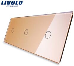 LIVOLO Panou Intrerupator simplu + simplu + simplu Auriu (VL-P701/01/01-6A)
