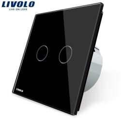 LIVOLO Intrerupator dublu reset, buton revenire Negru (VL-C702H-12)