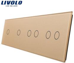 LIVOLO Panou Intrerupator simplu + simplu + dublu + dublu Auriu (VL-P701/01/02/02- 8A)