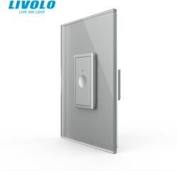 LIVOLO Intrerupator simplu tactil, 1M, cap scara / cap cruce, cu rama sticla Gri (VL-FC1S-1IP+P9E)