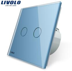 LIVOLO Intrerupator dublu reset, buton revenire Albastru (VL-C702H-19)