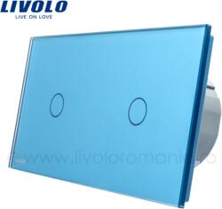 LIVOLO Intrerupator simplu+simplu wireless RF, generatia noua Albastru (VL-C701R/VL-C701R-19)