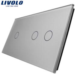 LIVOLO Panou Intrerupator simplu + dublu Gri (VL-P701/02-4I)
