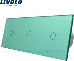 LIVOLO Intrerupator simplu+simplu+simplu, generatia noua Verde (VL-C703-18)