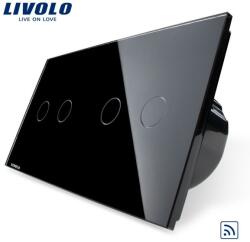 LIVOLO Intrerupator dublu+dublu wireless RF, generatia noua Negru (VL-C702R/VL-C702R-12)