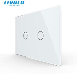 LIVOLO Intrerupator dublu, standard italian, cu panou sticla, 3M Alb (VL-FC2-3G-3W)